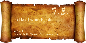Teitelbaum Elek névjegykártya